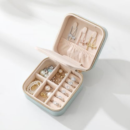 Genuine Leather Travel Jewelry Organizer Case with Mirror for Women
