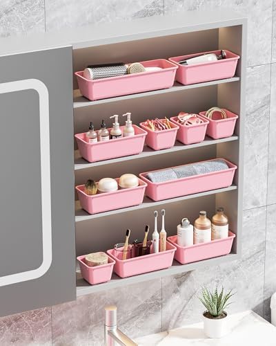 Canfanni 13 Pack Plastic Drawer Organizers Set, 3 Sizes Desk Drawer