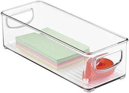 mDesign Small Plastic Office Storage Container Bins with Handles for