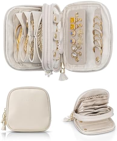 VLANDO Jewelry Travel Case with 2 Layers for Necklaces,Rings,Earrings