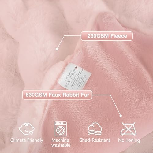 ORINOVA Pink Fluffy Double Sided Blanket for Couch Living Room Faux