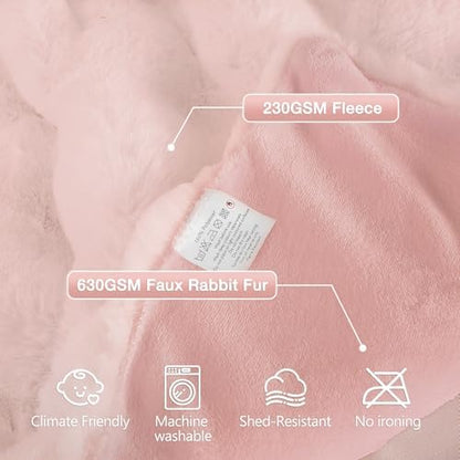 ORINOVA Pink Fluffy Double Sided Blanket for Couch Living Room Faux