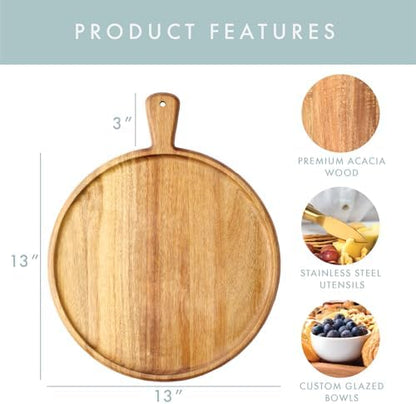 Charcuterie Board Set with Serving Accessories, Acacia Wood