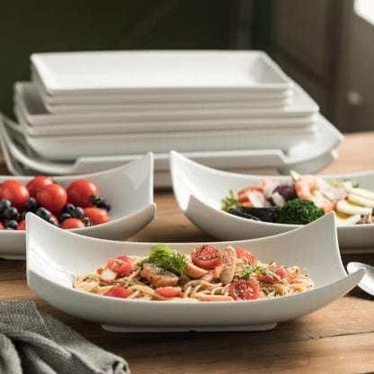 Gomakren 12 Inch White Porcelain Serving Platter Dishes Set of 3 Deep