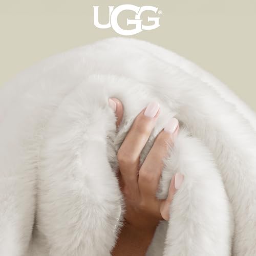 UGG Euphoria Throw Blanket, Plush Faux Fur Blanket, 50" x 70", White