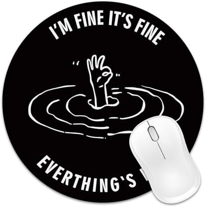 Round Mouse Pad 8x8in Non-Slip Rubber Base for Desk, OK Hand