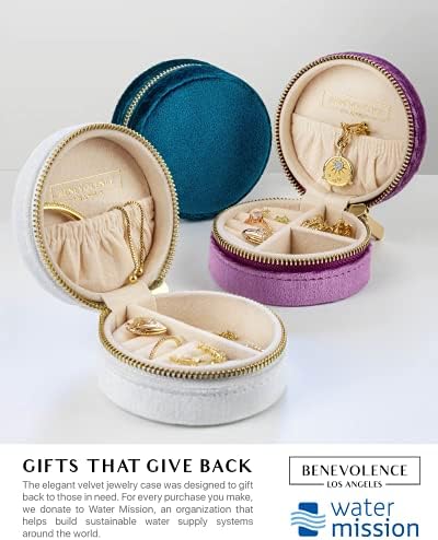 Benevolence LA Velvet Travel Jewelry Box for Women – Compact Round