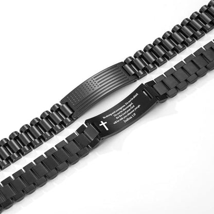 P. BLAKE American Flag Bible Verse Bracelet for Men, Stainless Steel