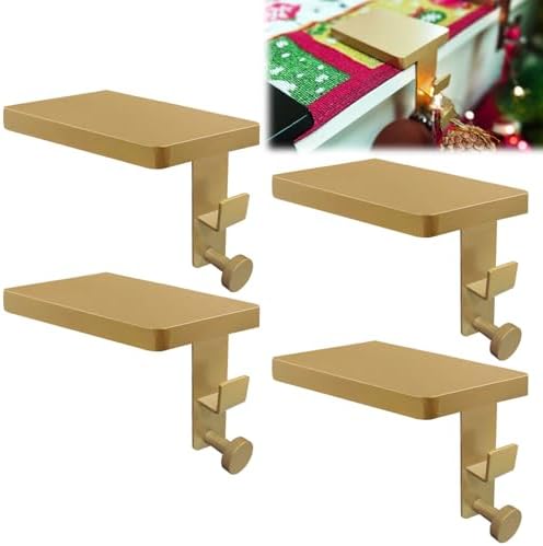 4 Pcs Gold Garland Hangers for Mantle, 2 in 1 Mantle Weighted