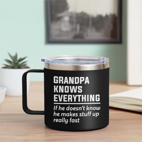 SANDJEST Grandpa Tumbler Insulated Coffee Mug with Handle 14oz Grandpa
