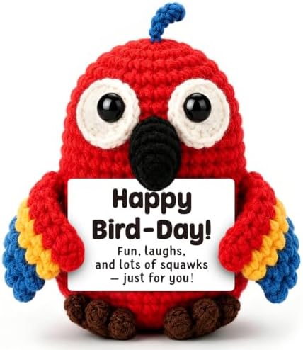 Birthday Gifts for Women Men, Funny Christmas Handmade Crochet Parrot