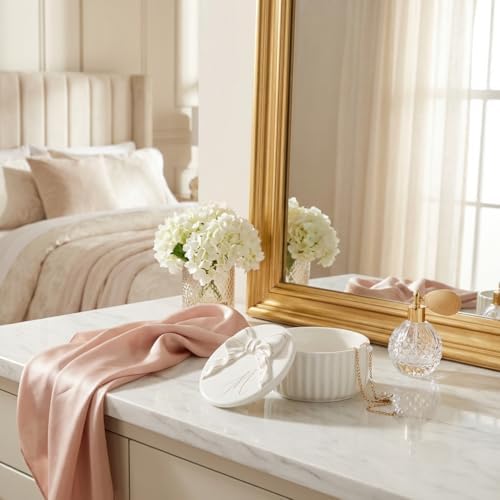 COLLECTIVE HOME Ceramic Jewelry Box with Bow, Nightstand Vanity