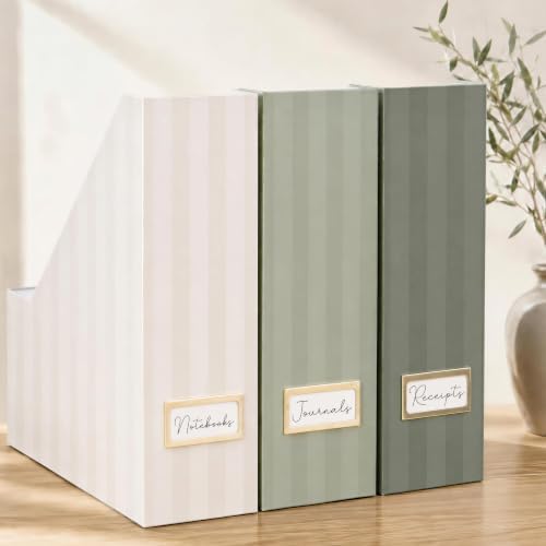 Beautiful Magazine Holder Set of 3 - Sturdy File Holder for Desk or