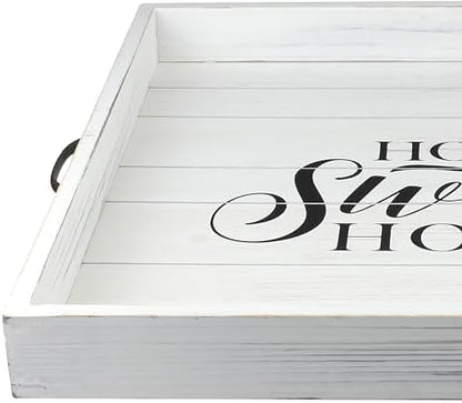 Stonebriar Square Worn White Home Sweet Home Decorative Wooden Tray