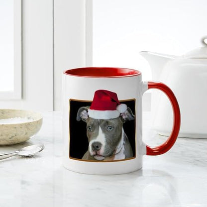 CafePress Christmas Pitbull Pup Mug 11 oz (325 ml) Ceramic Coffee Mug