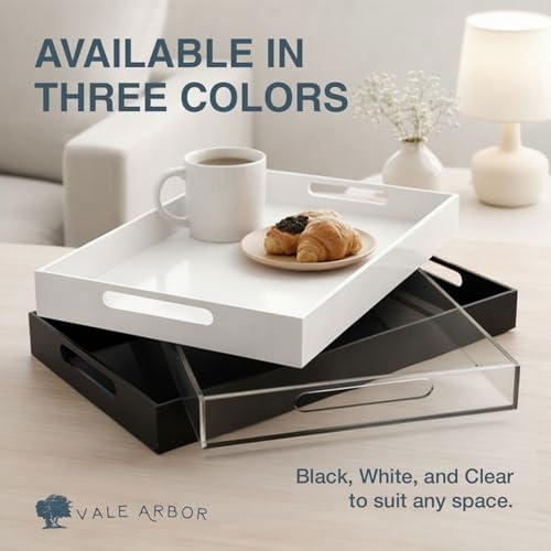 Clear Large Acrylic Serving Tray 20x12, Waterproof Modern Coffee Table