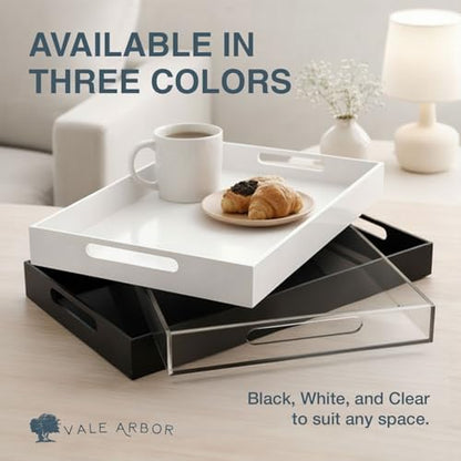 Clear Large Acrylic Serving Tray 20x12, Waterproof Modern Coffee Table