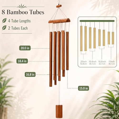 Leinuosen 41 Inch Bamboo Wind Chimes for Outside, Deep Tone