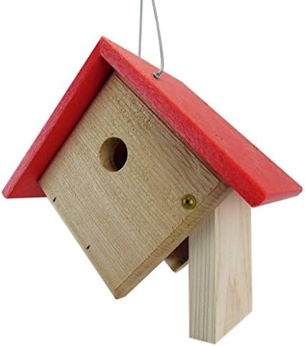 JCs Wildlife Cedar and Poly Wren Chickadee Warbler Bird House, Red