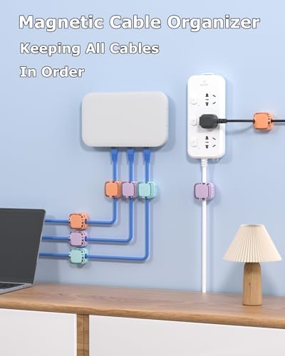 Magnetic Cable Clips, Cute Desk Charger Cord Holder