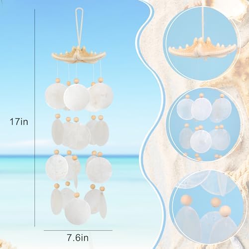Seashells Wind Chimes - Handcrafted White Capiz Shells Windchime