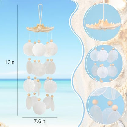 Seashells Wind Chimes - Handcrafted White Capiz Shells Windchime