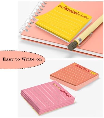 24Pcs Inspirational Sticky Notes with Lines Positive Affirmation