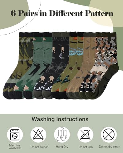 Eurzom 6 Pairs Funny Hunting Socks for Men Outdoorsy Gifts