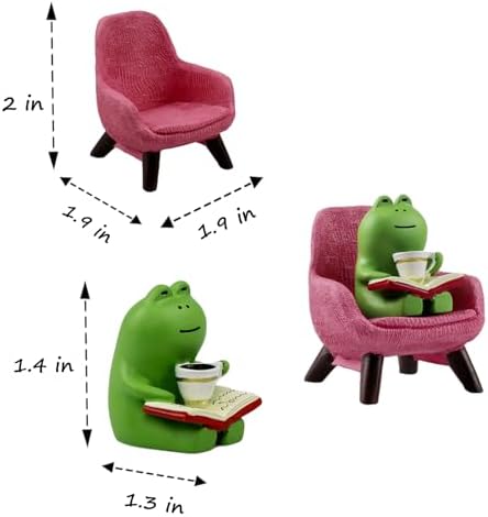 Refintural Miniature Frog Figurines - Funny Frog Sculpture for Shelf