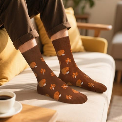 AGRIMONY Funny Thanksgiving Turkey Trot Socks Gifts for Men Women