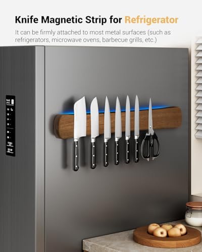 Magnetic Knife Holder, 24 Inch Acacia Wood Knife Strip for Wall or