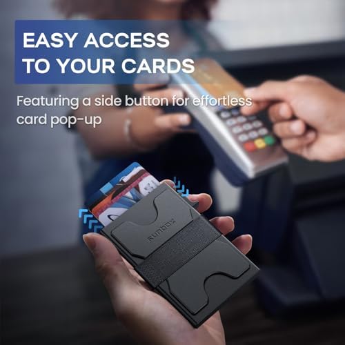 RUNBOX Slim Wallet for Men, RFID Aluminum Pop-Up Card Holder for 12