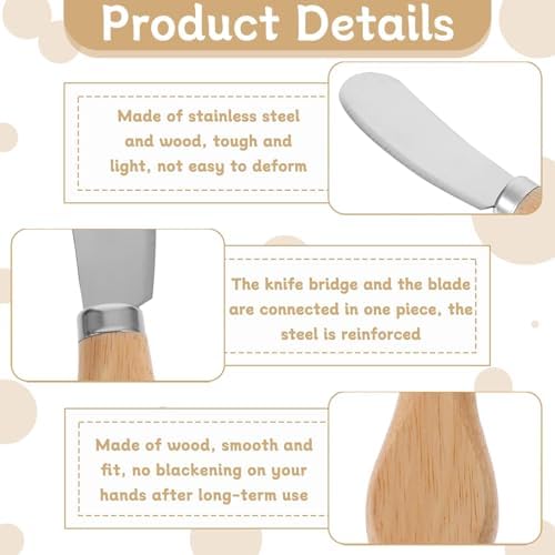 Cheese Spreader Knives Set of 3 – Stainless Steel with Wooden Handle