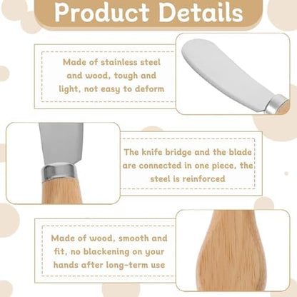 Cheese Spreader Knives Set of 3 – Stainless Steel with Wooden Handle