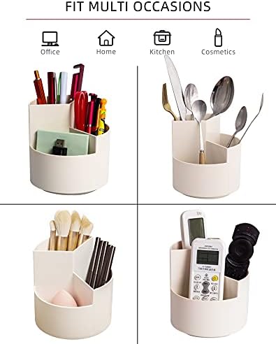 Desk Pencil Pen Holder, 3 Slots 360-Degree Spinning Organizers