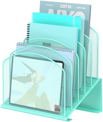Delifox Inclined Desk File Organizer,Vertical File Folder Holder Stand