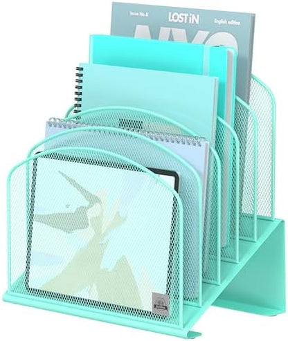 Delifox Inclined Desk File Organizer,Vertical File Folder Holder Stand