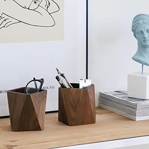 Black Walnut Wooden Pencil Box, Multiple-Use Desk Writing Stationary