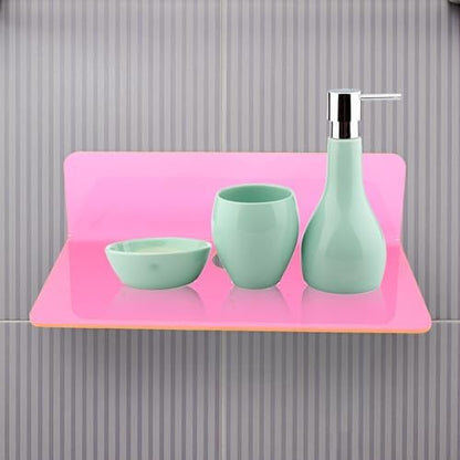 VILLCASE 2pcs Acrylic Wall Mounted Floating Shelf Keys and Small