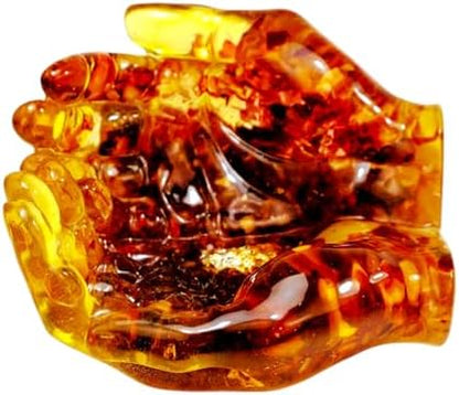 KIZIMA Baltic Amber Hands of Love Bowl, Handmade Ring Holder, Wedding