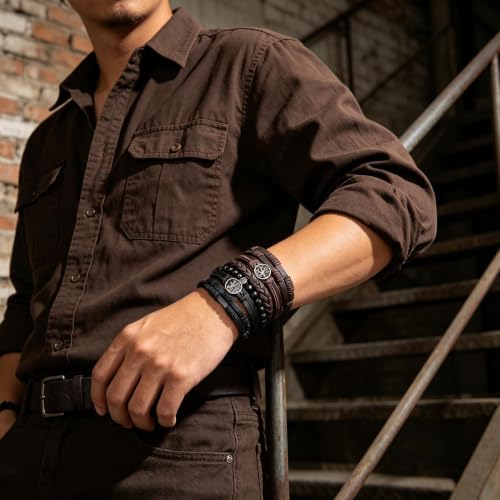HZMAN Genuine Leather Tree of life Bracelets for Men Women