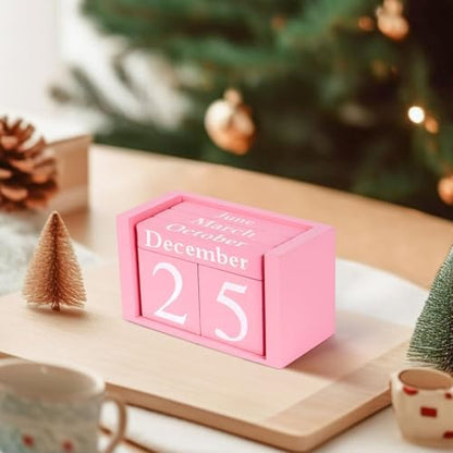 Notakia Pink Decor Wooden Desk Blocks Calendar Perpetual Block Cute