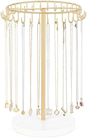 Mkono Necklace Holder Organizer, 30 Hooks Gold Jewelry Display Tree