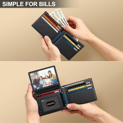 ZALVEX Wallet for Men Slim RFID Blocking Leather Credit Card Holder
