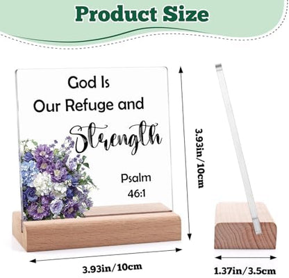 Bible Verse Quotes Desk Decor for Office Home Acrylic Sign With Wooden
