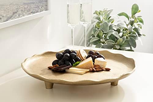 Kate and Laurel Alessia Modern Decorative Scalloped Round Footed Metal