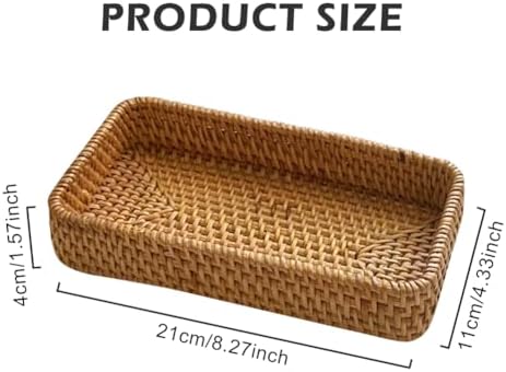 Pilarmuture Rattan Serving Vanity Tray: Sturdy Storage Basket for