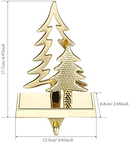 Hotop 2 Pcs Christmas Stocking Holder for Mantle Gold Tree Hanger Hook