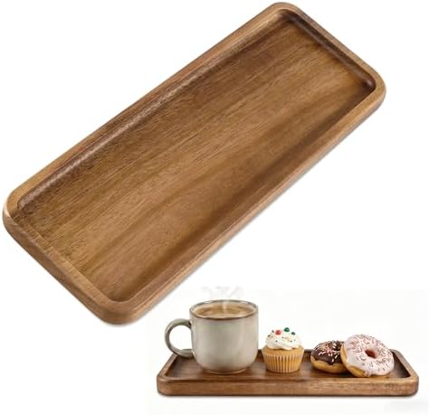 Small Wooden Tray | Acacia Wood Serving Tray Platter Mini Vanity Tray