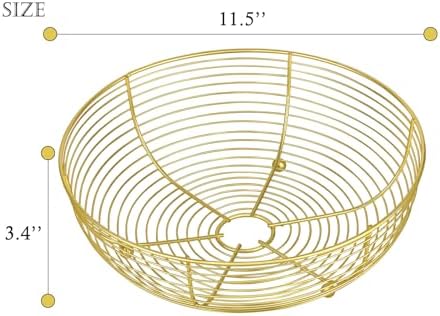 IBWell® Gold Fruit Bowl for Kichen Countertop, Round Wire Fruits